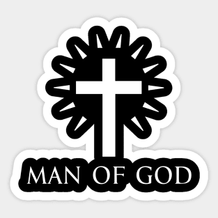 Man Of God - Roman Catholic Cross - White - Christian Series 9W Sticker